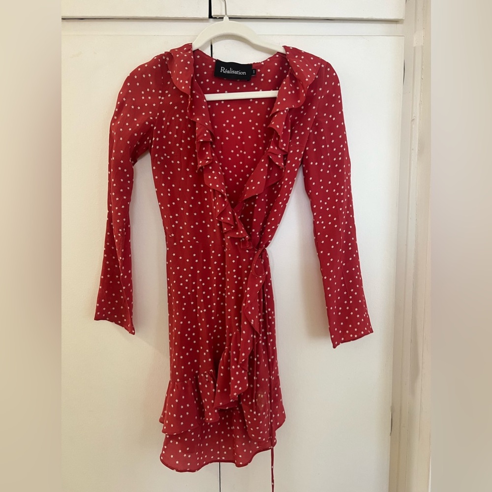 Realization Par The Alexandra Dress in Red Star XXS